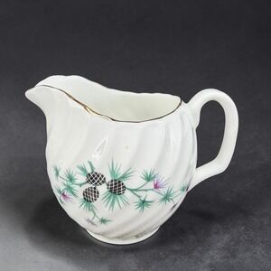 Royal‎ Adderley Bone China Creamer Scottish Thistle Swirl Gold Trim England 3in